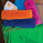 PREMIUM VELOUR BEACH TOWEL (WHITE TOWEL, SCREEN PRINTED)