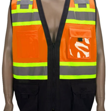 98-2000-O Black Bottom Safety Vest w/ ID Pocket