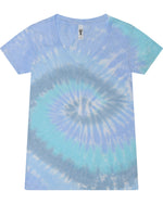 1075CD Tie-Dye Ladies' V-Neck T-Shirt