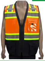 98-2000-O Black Bottom Safety Vest w/ ID Pocket