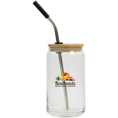 16 OZ. Full Color Can Glass With Lid And Straw